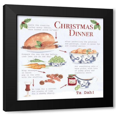 Christmas Dinner Black Modern Wood Framed Art Print by P.S. Art Studios