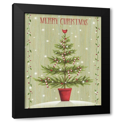 Merry Christmas Black Modern Wood Framed Art Print by P.S. Art Studios