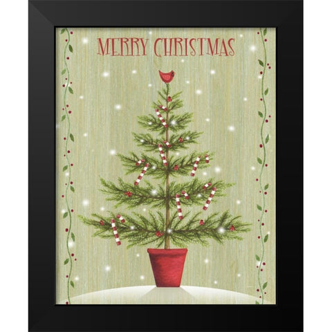 Merry Christmas Black Modern Wood Framed Art Print by P.S. Art Studios