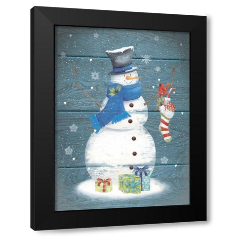 Snowman Presents Black Modern Wood Framed Art Print by P.S. Art Studios