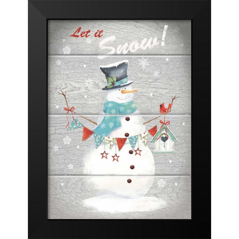 Let It Snow Black Modern Wood Framed Art Print by P.S. Art Studios