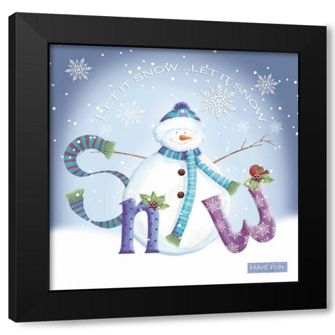 Snowman Snow Black Modern Wood Framed Art Print by P.S. Art Studios