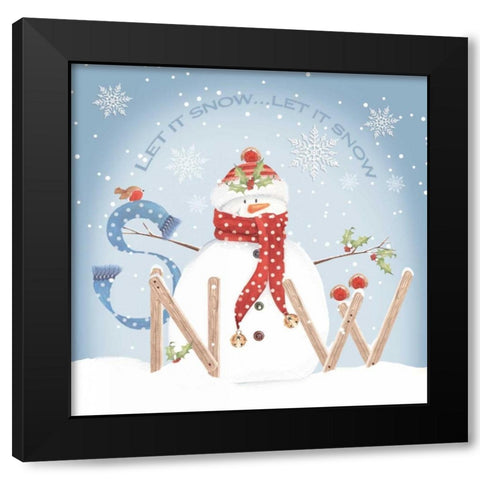 Snowman Snow Black Modern Wood Framed Art Print by P.S. Art Studios