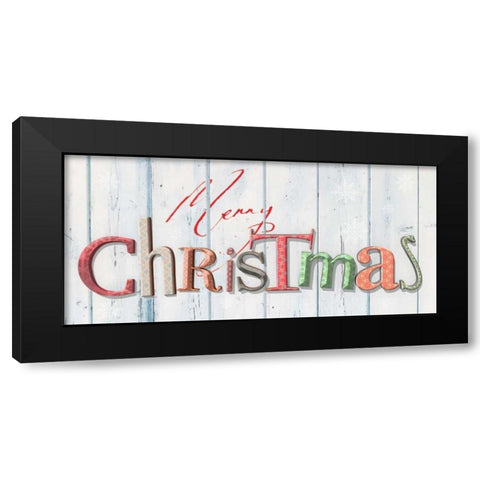 Merry Christmas Black Modern Wood Framed Art Print with Double Matting by P.S. Art Studios