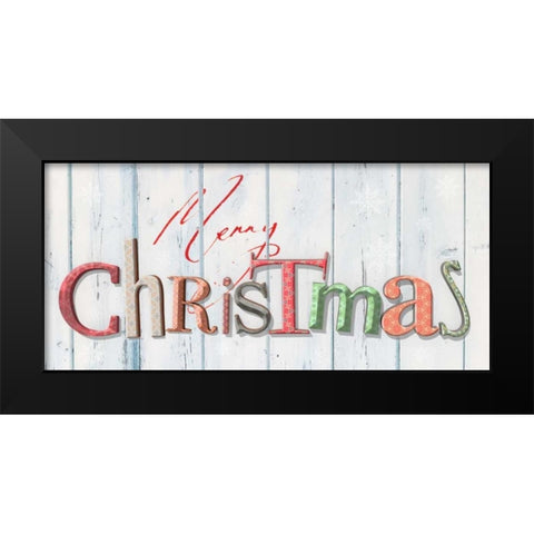 Merry Christmas Black Modern Wood Framed Art Print by P.S. Art Studios