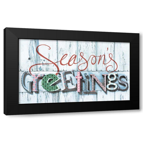 Seasons Greetings Black Modern Wood Framed Art Print by P.S. Art Studios
