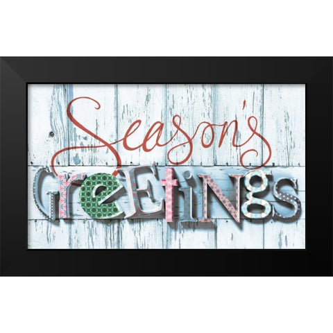 Seasons Greetings Black Modern Wood Framed Art Print by P.S. Art Studios