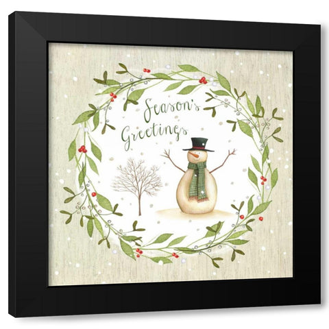 Seasons Greetings Black Modern Wood Framed Art Print by P.S. Art Studios