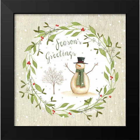 Seasons Greetings Black Modern Wood Framed Art Print by P.S. Art Studios