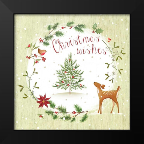 Christmas Wishes Black Modern Wood Framed Art Print by P.S. Art Studios
