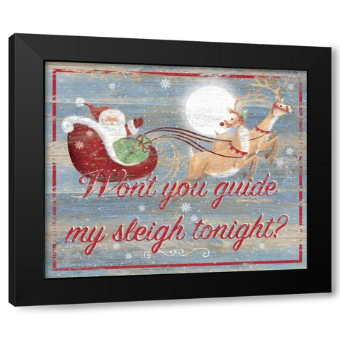 Guide My Sleigh Black Modern Wood Framed Art Print by P.S. Art Studios