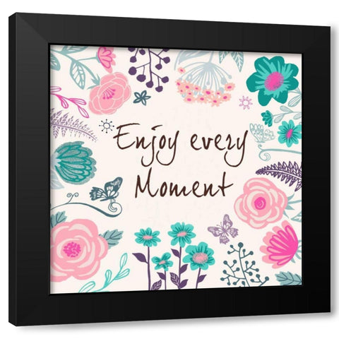 Enjoy Every Moment Black Modern Wood Framed Art Print with Double Matting by P.S. Art Studios