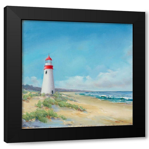 Lighthouse Black Modern Wood Framed Art Print with Double Matting by P.S. Art Studios