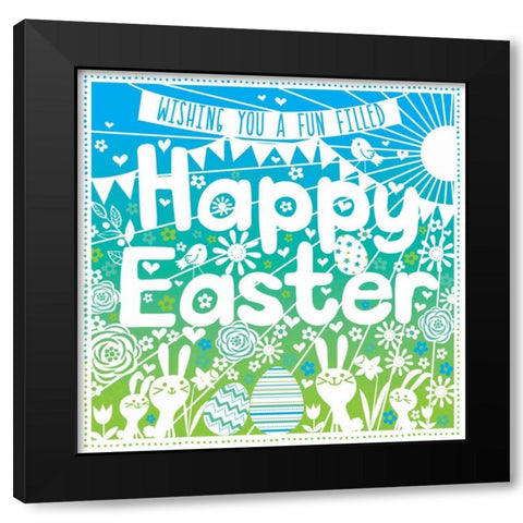 Happy Easter Black Modern Wood Framed Art Print with Double Matting by P.S. Art Studios