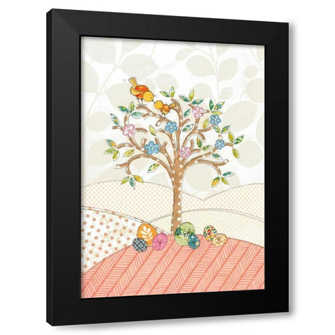 Spring Easter Tree Black Modern Wood Framed Art Print with Double Matting by P.S. Art Studios