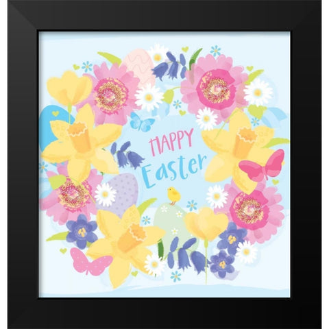 Happy Easter Black Modern Wood Framed Art Print by P.S. Art Studios