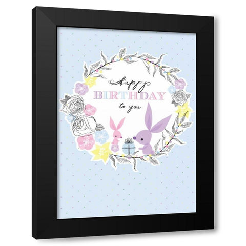 Happy Birthday Black Modern Wood Framed Art Print with Double Matting by P.S. Art Studios
