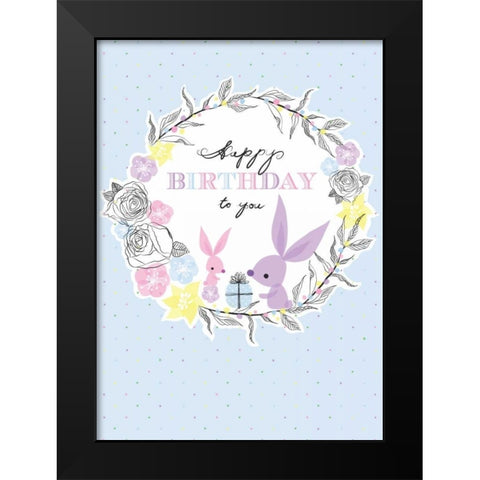 Happy Birthday Black Modern Wood Framed Art Print by P.S. Art Studios