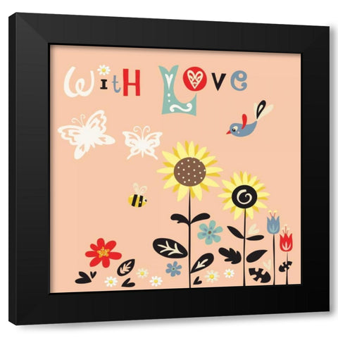 With Love Black Modern Wood Framed Art Print with Double Matting by P.S. Art Studios