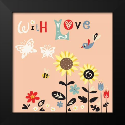 With Love Black Modern Wood Framed Art Print by P.S. Art Studios