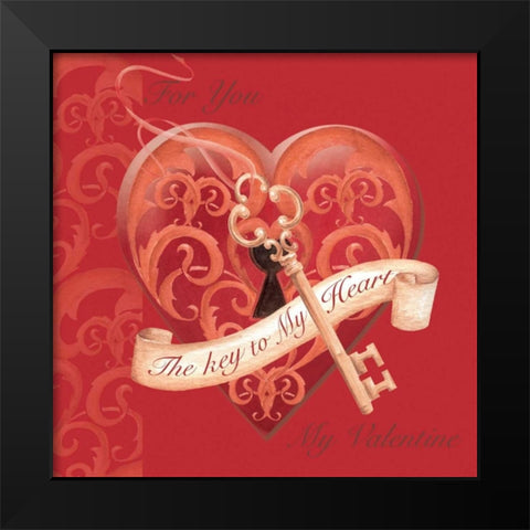 The Key to My Heart Black Modern Wood Framed Art Print by P.S. Art Studios
