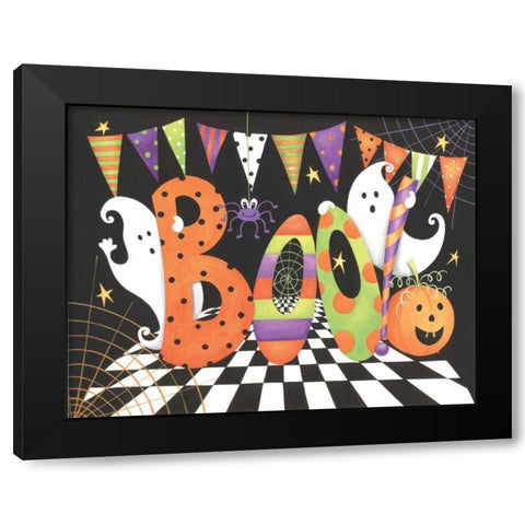 Boo Black Modern Wood Framed Art Print by P.S. Art Studios