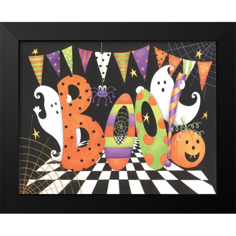 Boo Black Modern Wood Framed Art Print by P.S. Art Studios