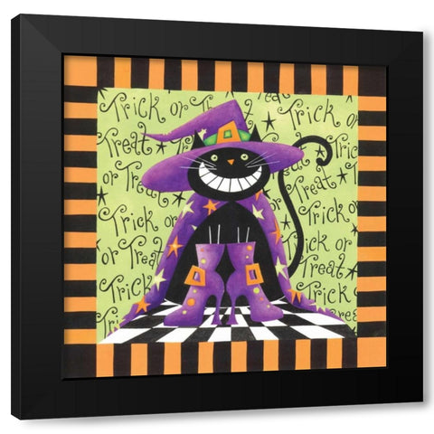 Halloween Cat Black Modern Wood Framed Art Print by P.S. Art Studios