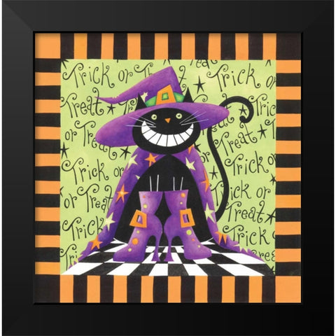 Halloween Cat Black Modern Wood Framed Art Print by P.S. Art Studios