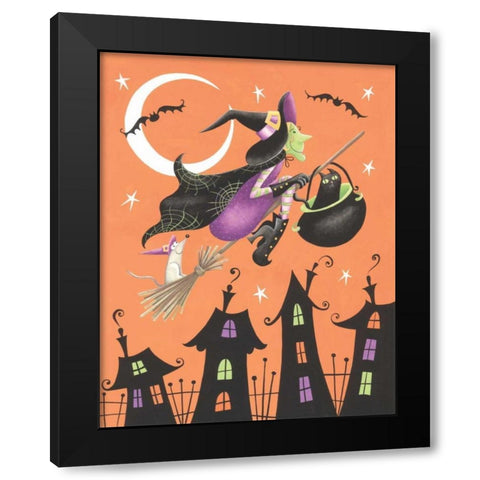 Halloween Witch Black Modern Wood Framed Art Print with Double Matting by P.S. Art Studios