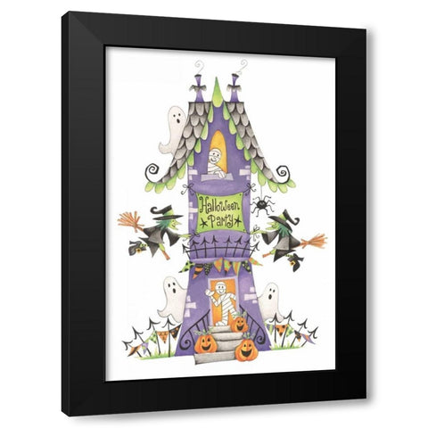 Halloween Party House Black Modern Wood Framed Art Print by P.S. Art Studios