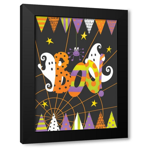 Ghost Boo Black Modern Wood Framed Art Print by P.S. Art Studios