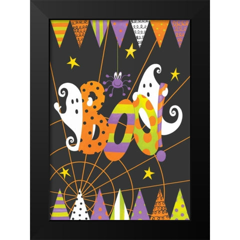 Ghost Boo Black Modern Wood Framed Art Print by P.S. Art Studios