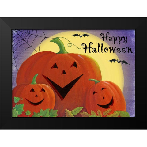 Happy Halloween Lanterns Black Modern Wood Framed Art Print by P.S. Art Studios