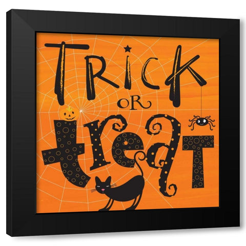 Trick or Treat Black Modern Wood Framed Art Print by P.S. Art Studios