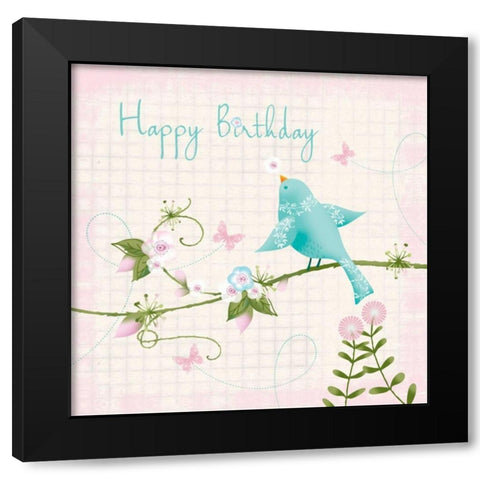 Happy Birthday Black Modern Wood Framed Art Print with Double Matting by P.S. Art Studios
