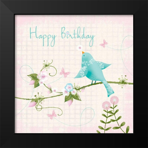 Happy Birthday Black Modern Wood Framed Art Print by P.S. Art Studios
