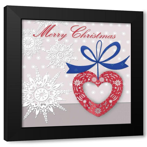 Merry Christmas Black Modern Wood Framed Art Print by P.S. Art Studios