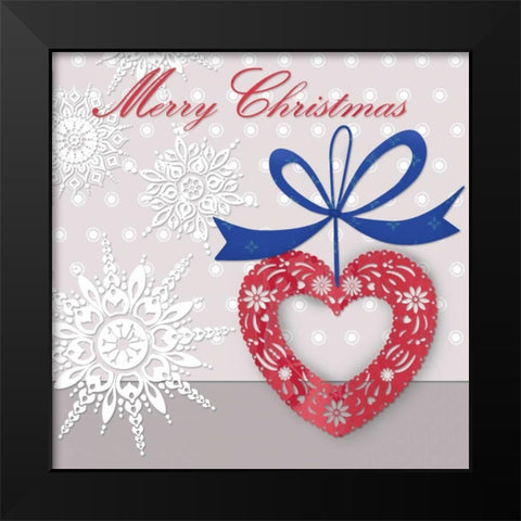 Merry Christmas Black Modern Wood Framed Art Print by P.S. Art Studios
