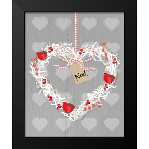 Noel Heart Black Modern Wood Framed Art Print by P.S. Art Studios