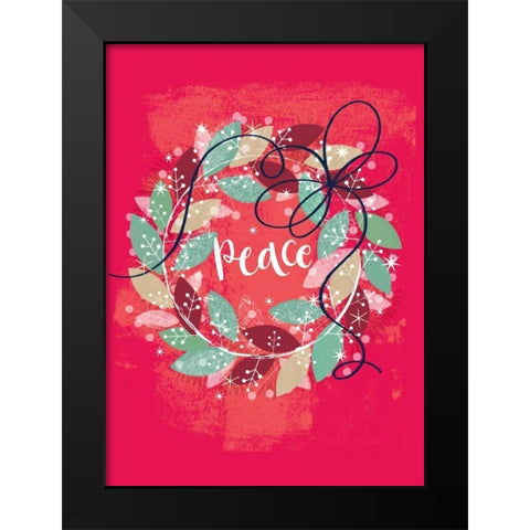 Peace Wreath Black Modern Wood Framed Art Print by P.S. Art Studios