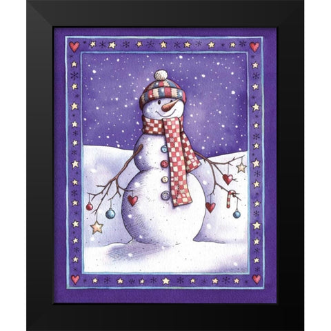 Holiday Snowman Black Modern Wood Framed Art Print by P.S. Art Studios