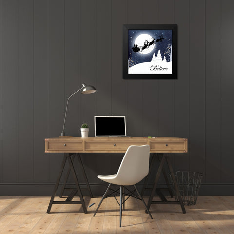 Believe Black Modern Wood Framed Art Print by P.S. Art Studios