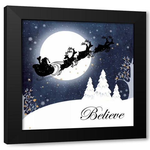 Believe Black Modern Wood Framed Art Print by P.S. Art Studios