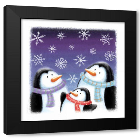 Penguins Black Modern Wood Framed Art Print with Double Matting by P.S. Art Studios