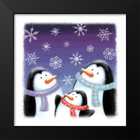 Penguins Black Modern Wood Framed Art Print by P.S. Art Studios