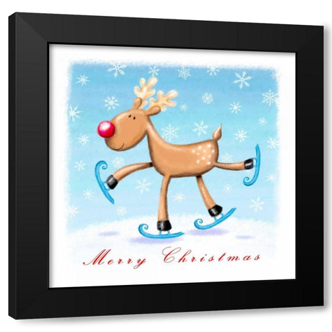 Merry Christmas Black Modern Wood Framed Art Print with Double Matting by P.S. Art Studios