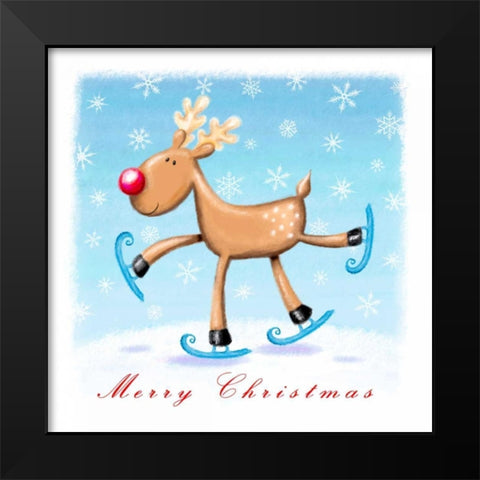 Merry Christmas Black Modern Wood Framed Art Print by P.S. Art Studios