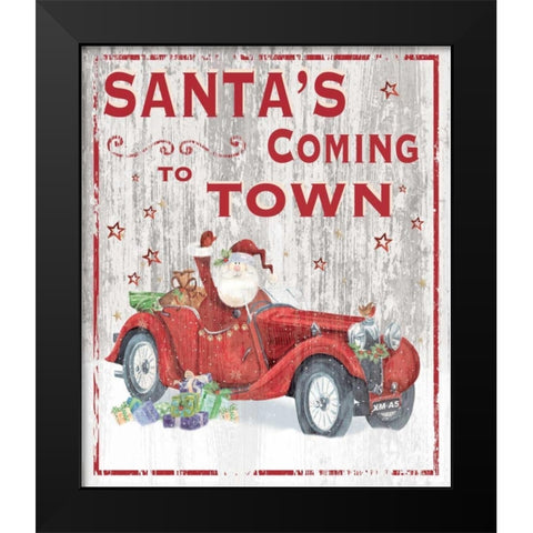Santas Coming to Town Black Modern Wood Framed Art Print by P.S. Art Studios