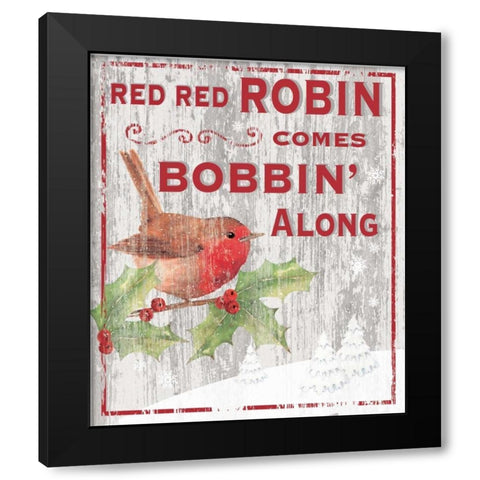 Red Red Robin Black Modern Wood Framed Art Print by P.S. Art Studios